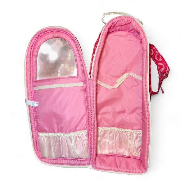Our Generation 18” Doll Carrier Sleeping Bag Heart Print Pink Backpack - Picture 7 of 8